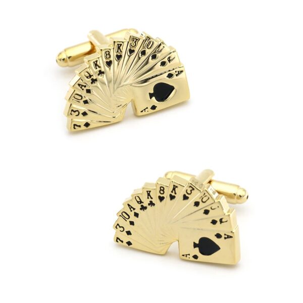 Ατσάλινα ανδρικά μανικετόκουμπα Original Men's Fashion Golden Poker Cards, χρυσό