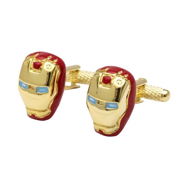 Ατσάλινα ανδρικά μανικετόκουμπα Original Men's Fashion Iron Man, κόκκινο και χρυσό