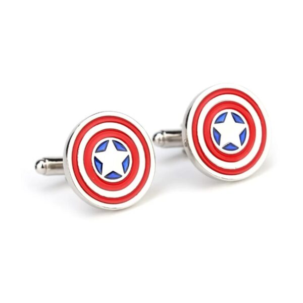 Ατσάλινα ανδρικά μανικετόκουμπα Original Men's Fashion Captain America, κόκκινο