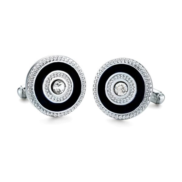 Ατσάλινα ανδρικά μανικετόκουμπα Original Men's Fashion Black Crystal Shield, μαύρο