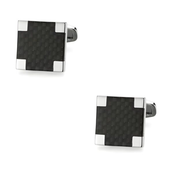 Ατσάλινα ανδρικά μανικετόκουμπα Original Men's Fashion Black Squares, μαύρο