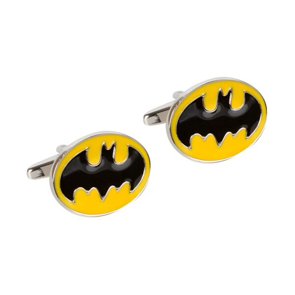 Ατσάλινα ανδρικά μανικετόκουμπα Original Men's Fashion Batman, κίτρινο και μαύρο