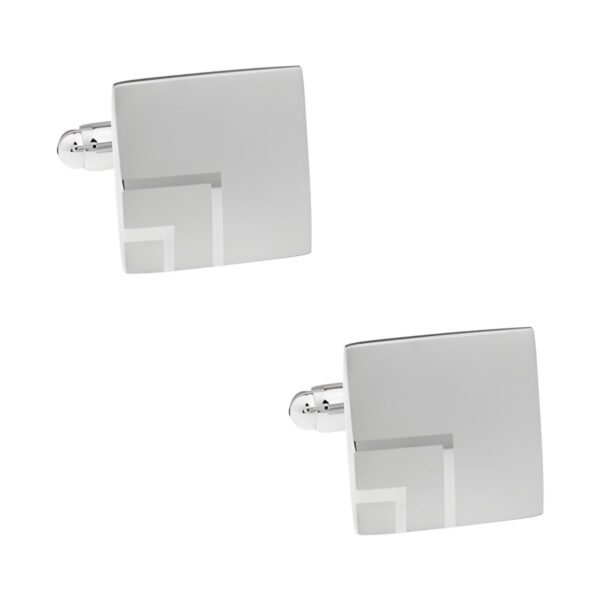 Ατσάλινα ανδρικά μανικετόκουμπα Original Men's Fashion Laser Corner, ασημί