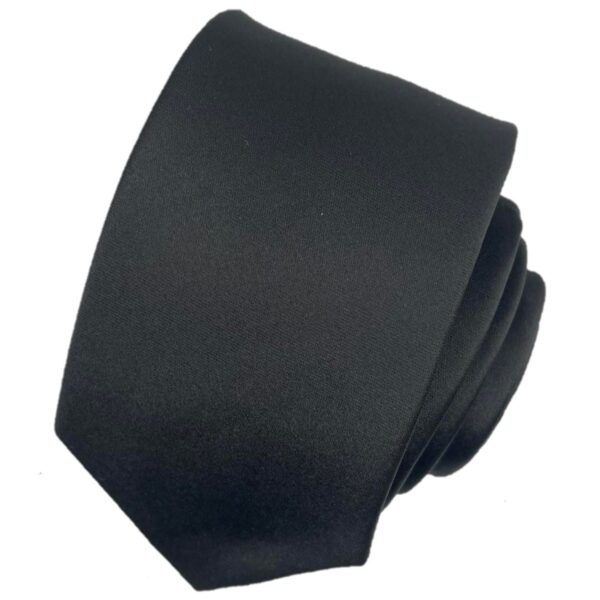 Λεπτή μονόχρωμη ανδρική γραβάτα Original Men's Fashion Black Plain 6 εκ., μαύρη