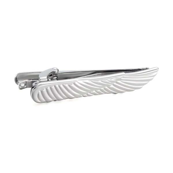 Ατσάλινο ανδρικό clip γραβάτας Original Men's Fashion Silver Angel Wings, ασημί