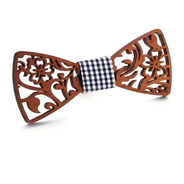 Ανδρικό ξύλινο παπιγιόν Original Men's Fashion Rosewood Butterfly με ύφασμα, καρό, μπλε