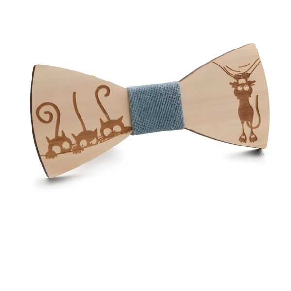 Ανδρικό ξύλινο παπιγιόν Original Men's Fashion Cats με ύφασμα, μπλε