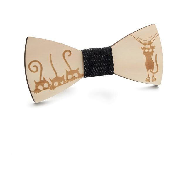 Ανδρικό ξύλινο παπιγιόν Original Men's Fashion Cats με ύφασμα, μαύρο