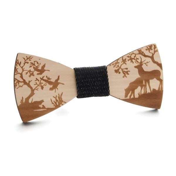 Ανδρικό ξύλινο παπιγιόν Original Men's Fashion Deer In The Woods με ύφασμα, μαύρο
