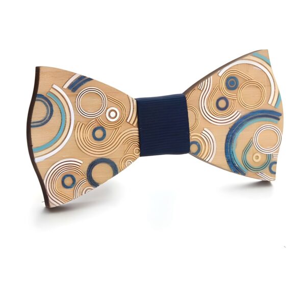 Ανδρικό ξύλινο παπιγιόν Original Men's Fashion Royal Circles με ύφασμα, navy blue