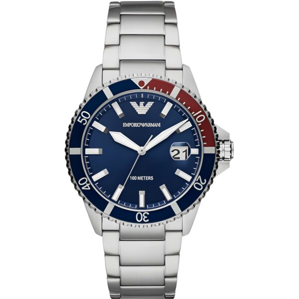 Ανδρικό ρολόι χρονογράφος Emporio Armani Renato με ατσάλινο μπρασελέ, 42 mm