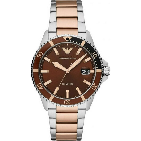 Ανδρικό ρολόι Emporio Armani Diver με ατσάλινο μπρασελέ, 42 mm