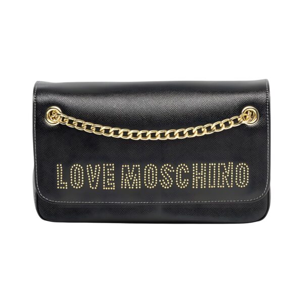 Γυναικεία τσάντα χειρός και ώμου Love Moschino από συνθετικό δέρμα, μαύρη, 26x14 εκ.