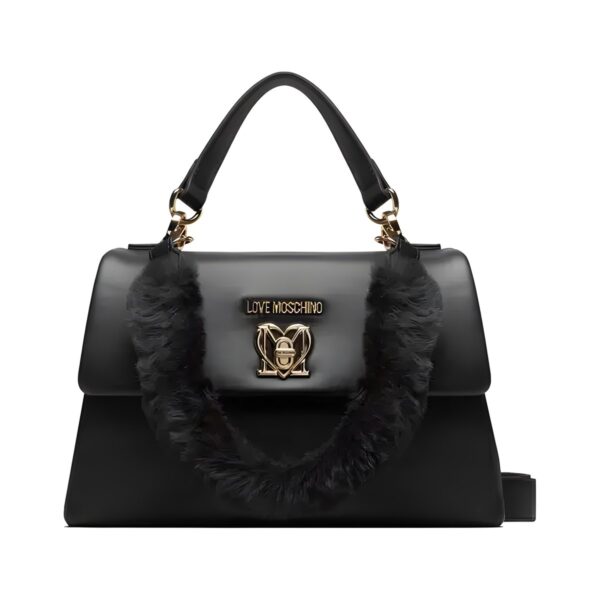 Γυναικεία τσάντα χειρός και ώμου Love Moschino από συνθετικό δέρμα, μαύρη