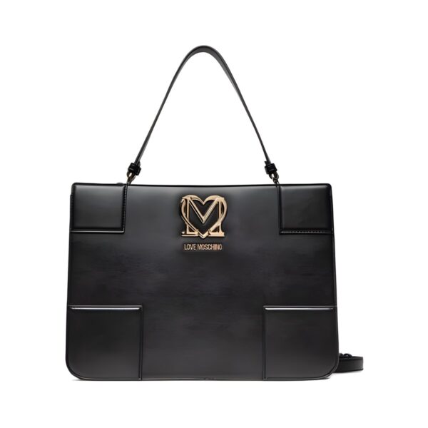 Γυναικεία τσάντα χειρός και ώμου Love Moschino από συνθετικό δέρμα, μαύρη, 32x25 εκ.