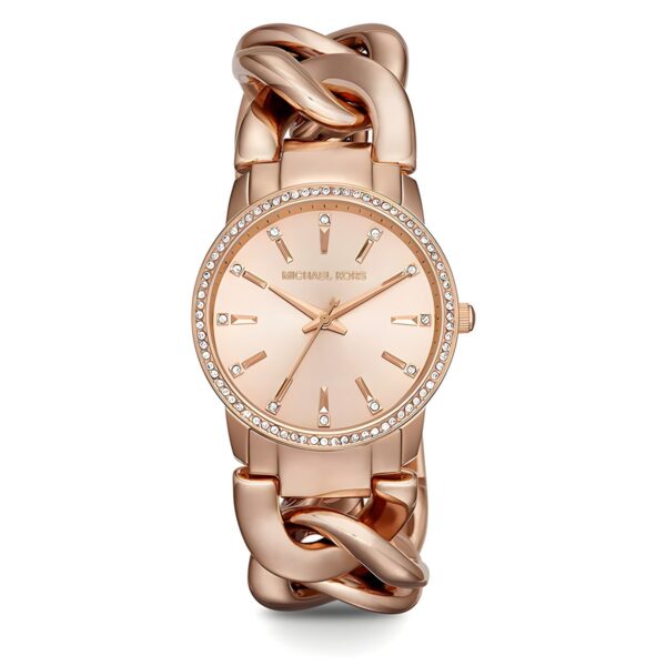 Γυναικείο ρολόι Michael Kors Nini με ροζ χρυσό μεταλλικό μπρασελέ, 35 mm