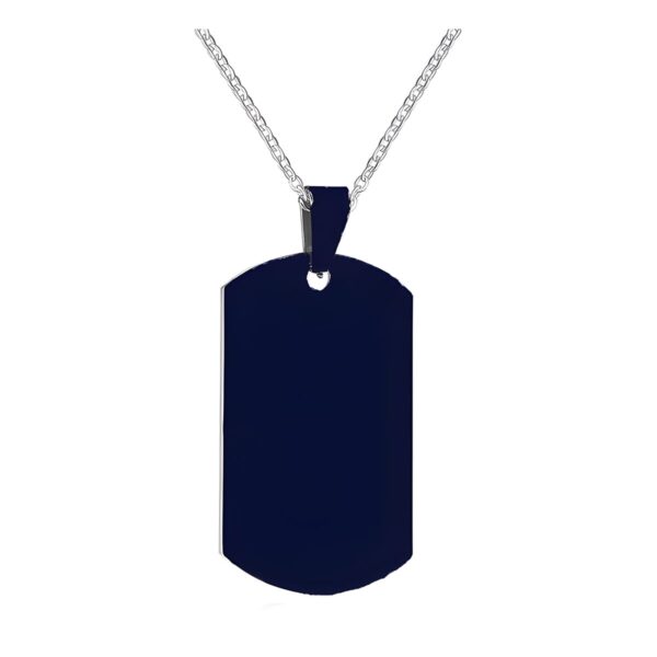 Ατσάλινη αλυσίδα λαιμού Original Men's Fashion με μενταγιόν Dog Tag, μπλε, 70 εκ.