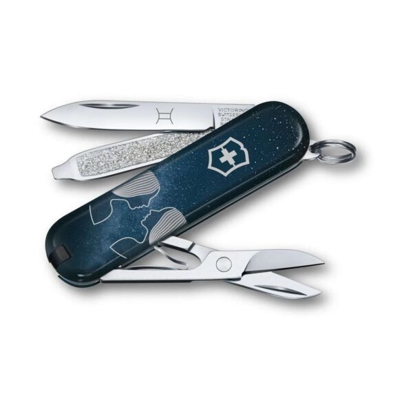 Ελβετικός σουγιάς Victorinox Classic SD Zodiac Δίδυμοι 7 λειτουργιών, μπλε, 58 mm