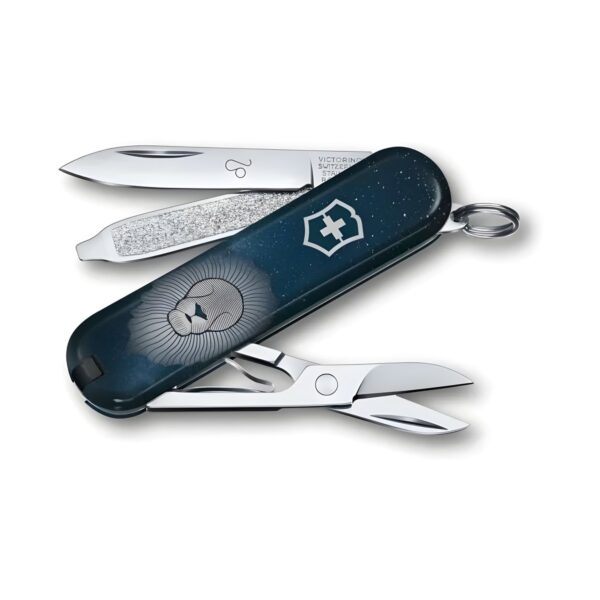 Ελβετικός σουγιάς Victorinox Classic SD Zodiac Λέων 7 λειτουργιών, μπλε, 58 mm